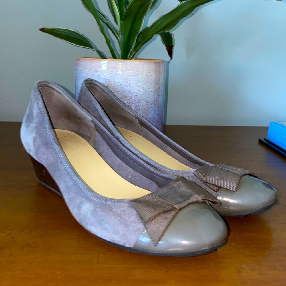 Cole Haan wedge ballet suede low heels grey